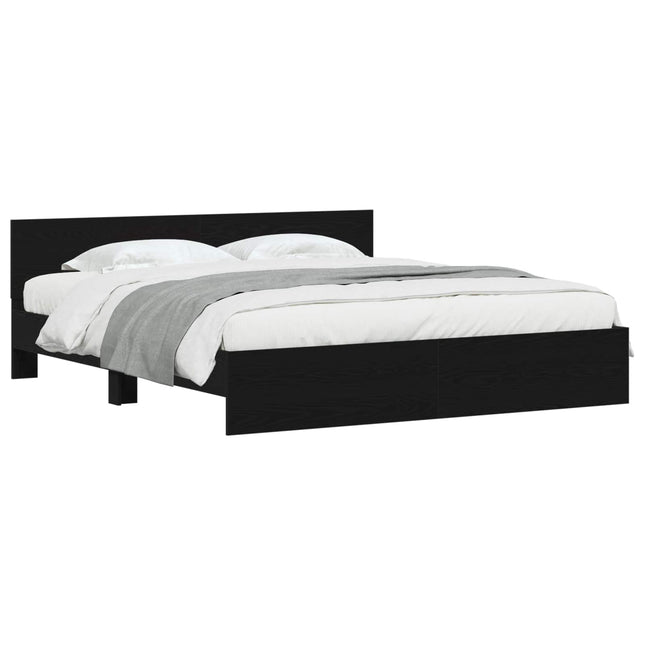 Sengestel Vægmonteret Sort eg 203 x 185 x 70 cm Konstrueret træ