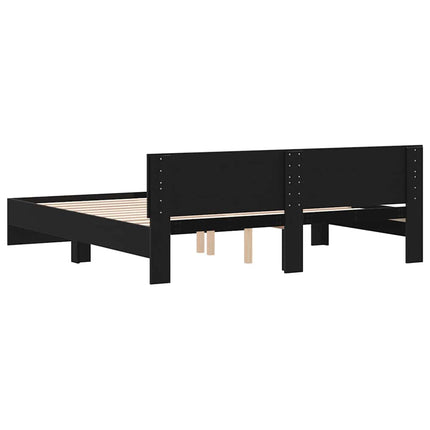Sengeramme med sengegavl Sort eg 180 x 200 cm Konstrueret træ