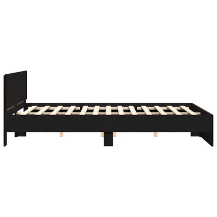 Sengeramme med sengegavl Sort eg 180 x 200 cm Konstrueret træ