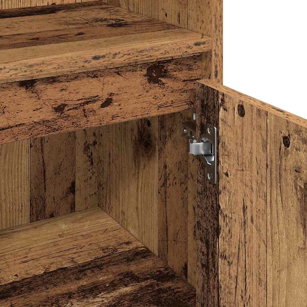 Badeværelsesmøbel sæt med dør 3 pcs Gammelt træ Konstrueret træ