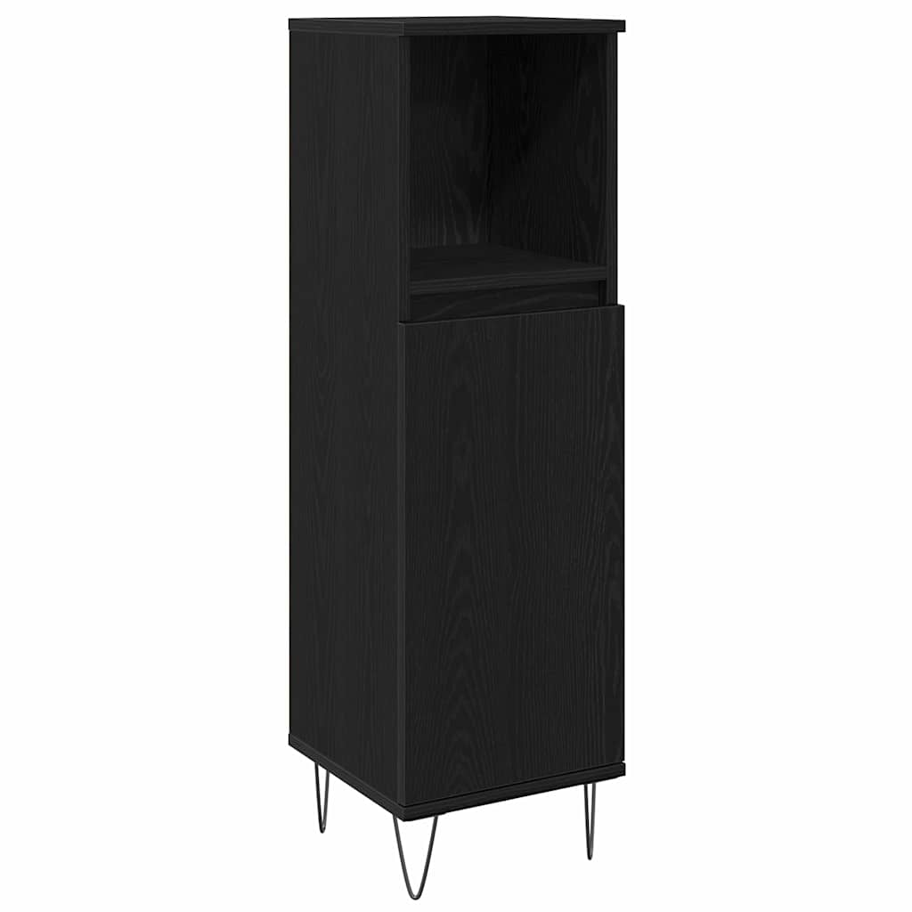 Badeværelsesmøbel sæt med hylde 3 pcs Sort eg Konstrueret træ