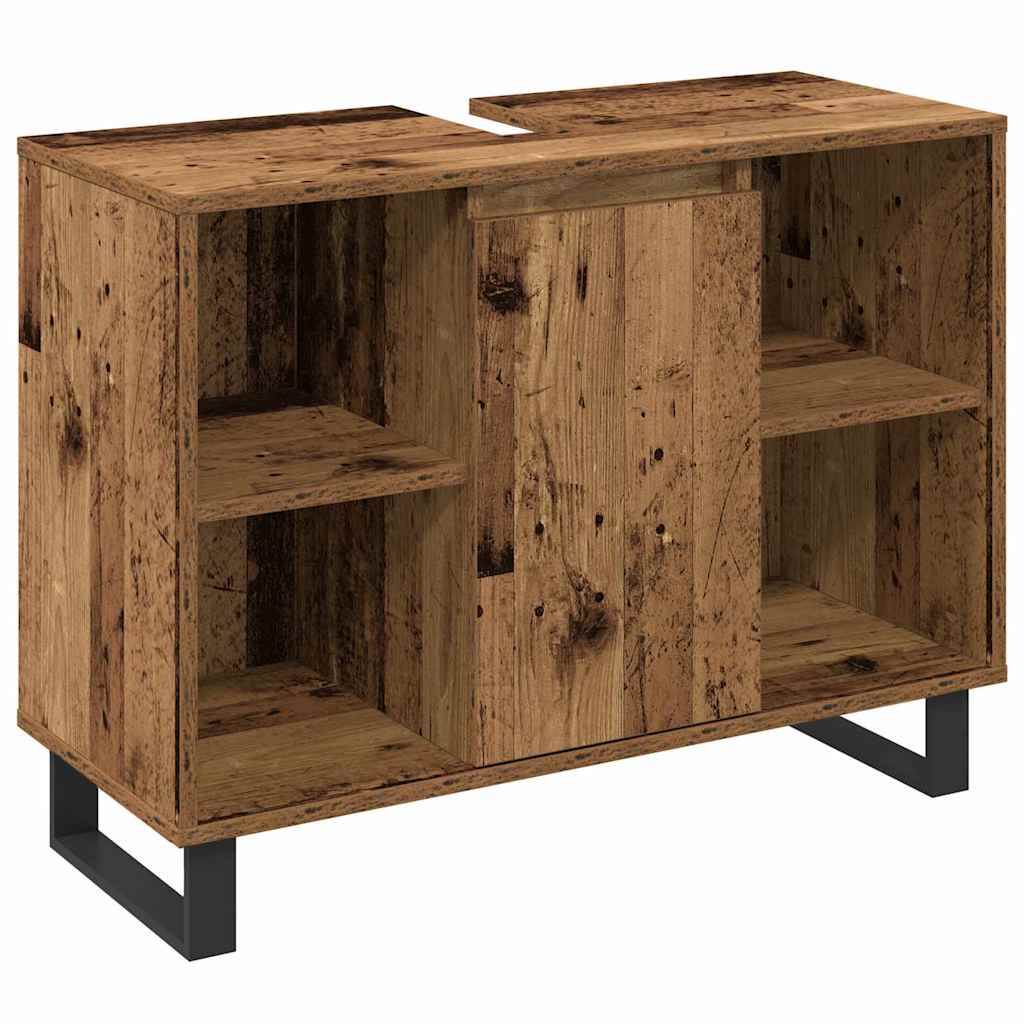 Badeværelsesmøbel sæt med hylde 3 pcs Brun Konstrueret træ