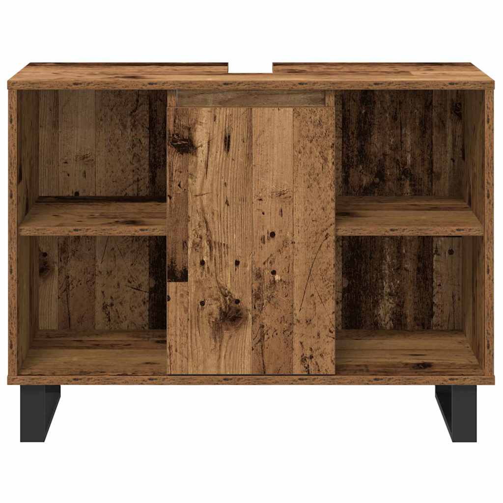 Badeværelsesmøbel sæt med hylde 3 pcs Brun Konstrueret træ