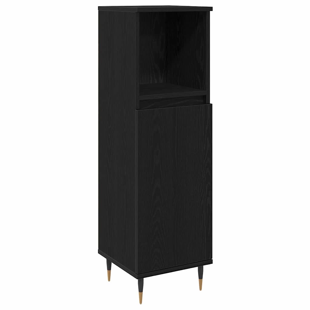 Badeværelsesmøbel sæt med hylde 3 pcs Sort eg Konstrueret træ