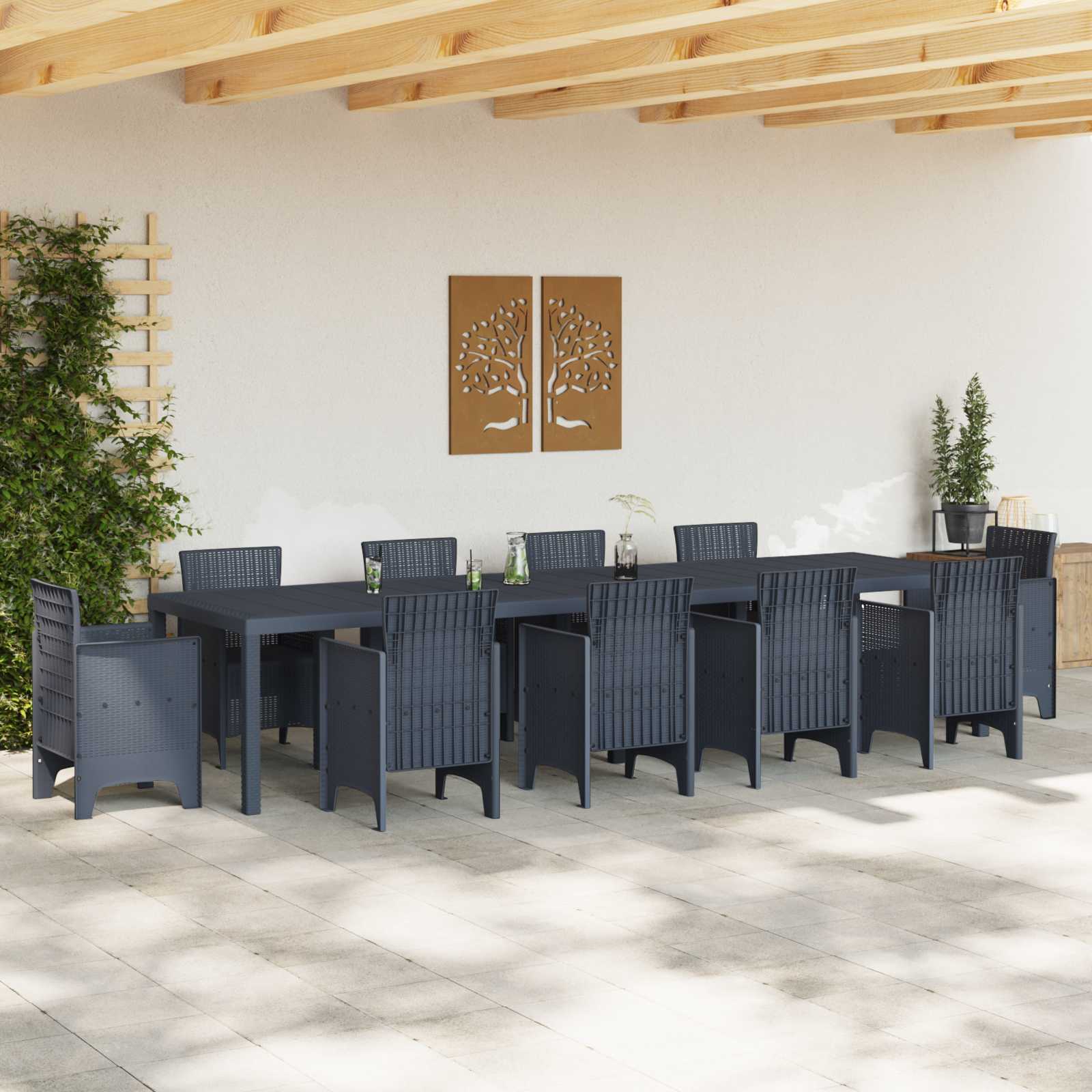 Havemøbel Bord Antracit 350 x 100 x 74 cm polyrattan