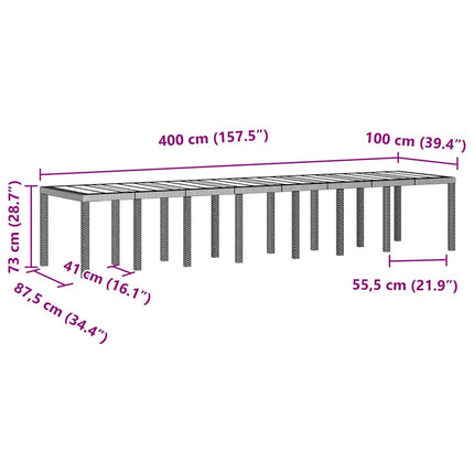 Havemøbel Bord Hvid 400 x 100 x 73 cm polyrattan
