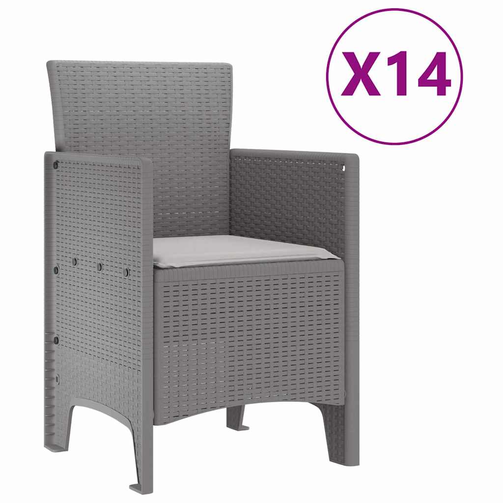 Have Spisebordssæt 15 pcs Lysegrå Polt rattan