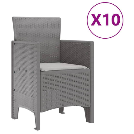 Have Spisebordssæt 11 stk. Lysegrå Rattan og Aluminium