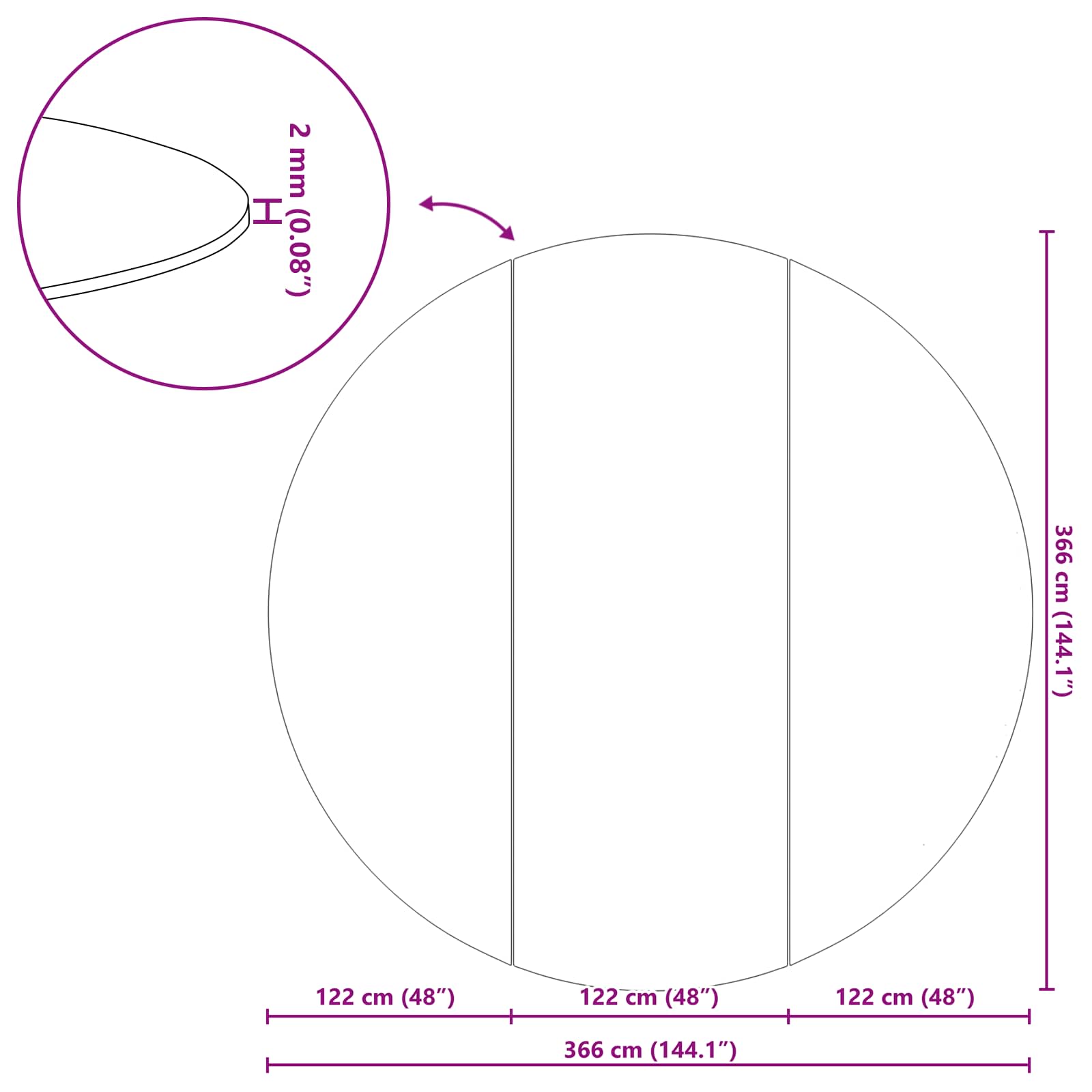 Pool Bundark Sort Ø 366 cm Non-woven stof