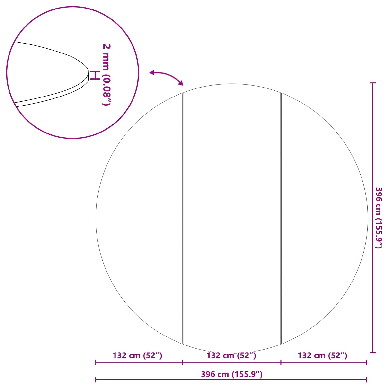 Pool Bundark Sort Ø 396 cm Non-woven stof