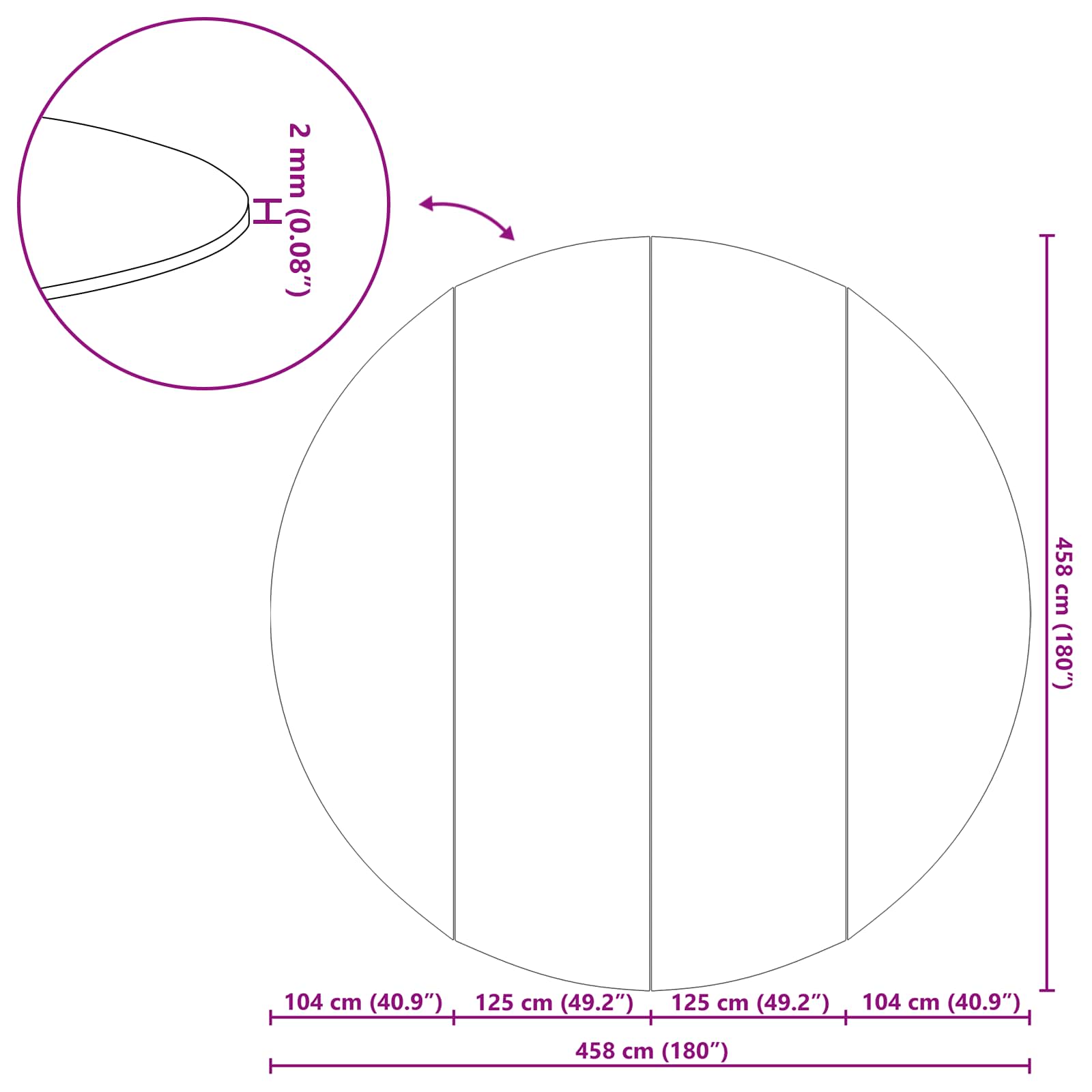 Pool Bundark Sort Ø 458 cm Non-woven stof