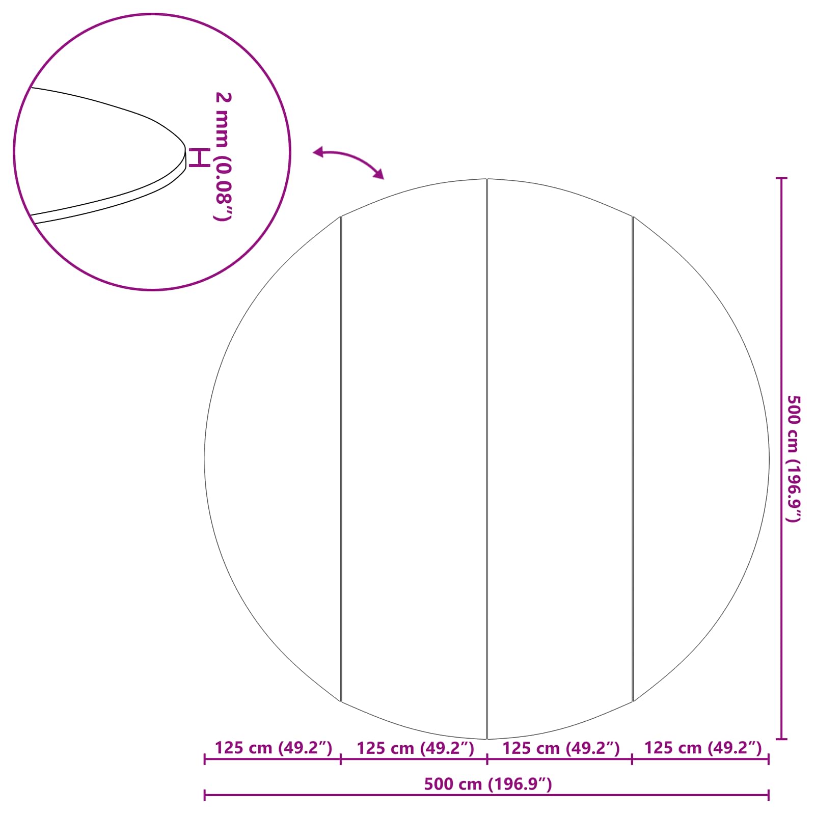 Pool Bundark Sort Ø 500 cm Non-woven stof