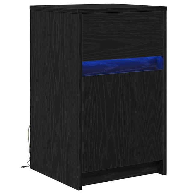 LED Sengeskab Sort eg 38 x 34 x 61 cm Konstrueret træ