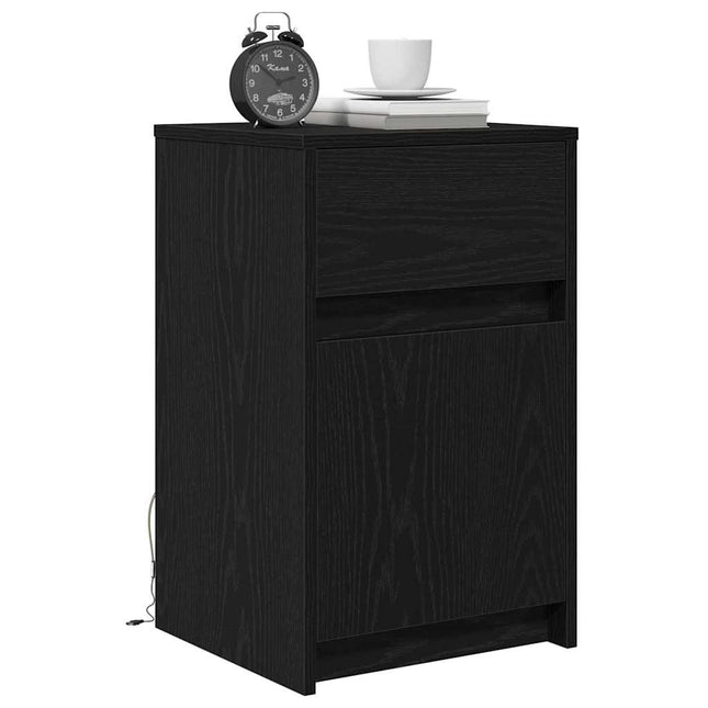 LED Sengeskab 2 pcs Sort eg 38 x 34 x 61 cm Konstrueret træ