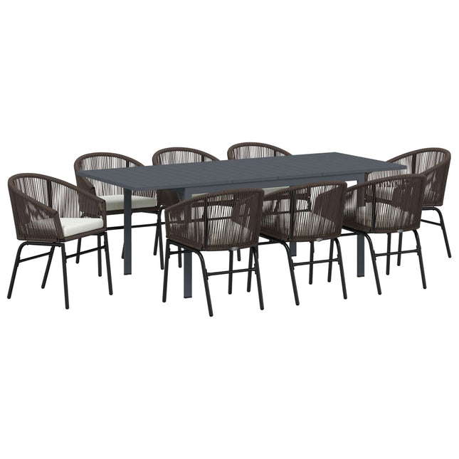 Have Spisebordssæt 9 stk. Brun polyrattan