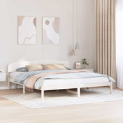 Sengestel med hovedgærde Hvid 180 x 200 cm Massiv fyrretræ