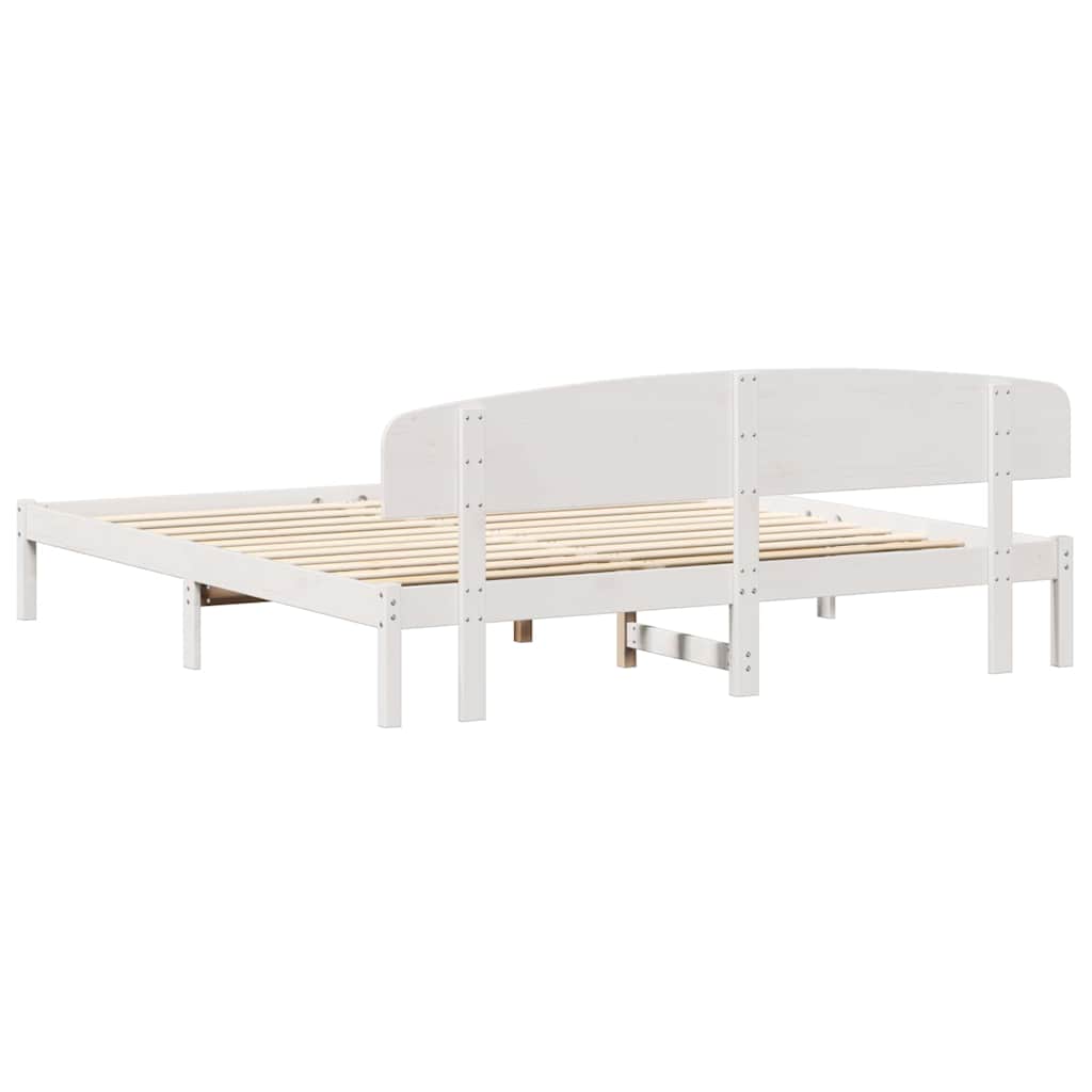Sengestel med hovedgærde Hvid 180 x 200 cm Massiv fyrretræ