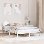 Sengestel med hovedgærde Hvid 150 x 200 cm Massiv fyrretræ