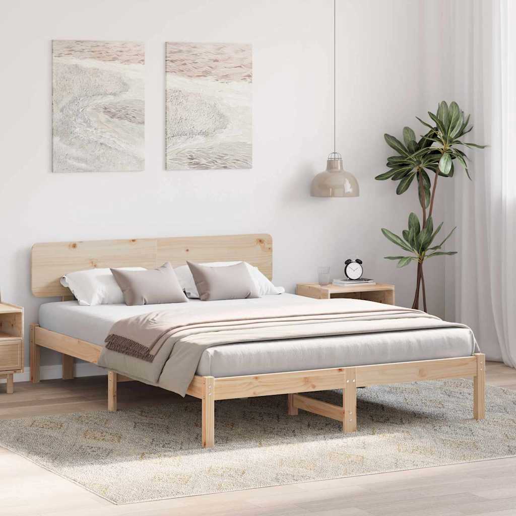 Sengestel Naturfarvet 200 x 200 cm Massiv fyrretræ