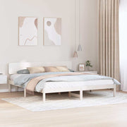 Sengestel med hovedgærde Hvid 180 x 200 cm Massiv fyrretræ
