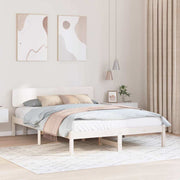 Sengestel med hovedgærde Hvid 160 x 200 cm Massiv fyrretræ