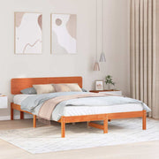 Sengestel med hovedgærde Voks brun 150 x 200 cm Massiv fyrretræ