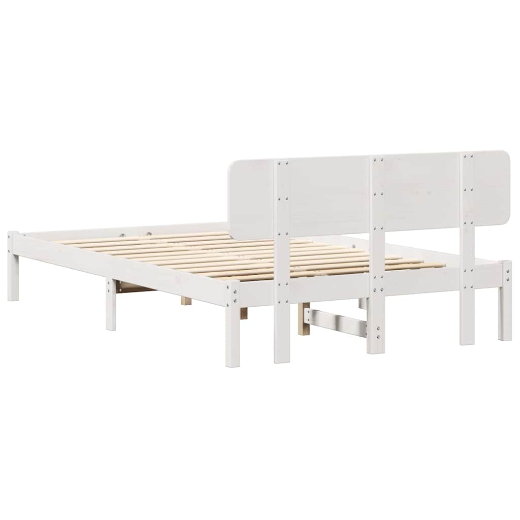 Sengestel med hovedgærde Hvid 120 x 190 cm Massiv fyrretræ