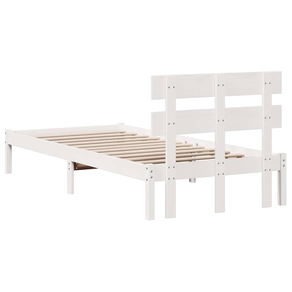 Sengestel med hovedgærde Hvid 80 x 200 cm Massivt fyrretræ