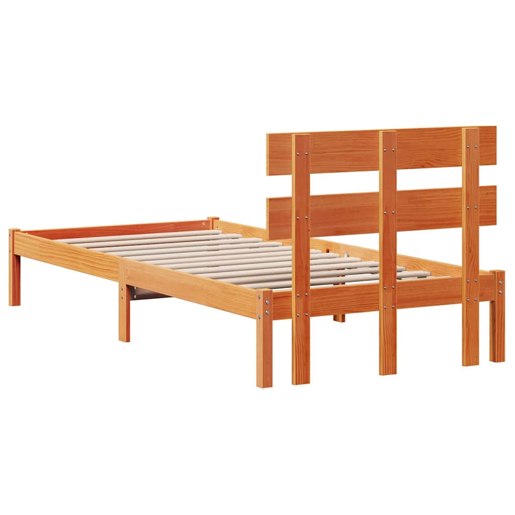 Sengestel med hovedgærde Brun 90 x 200 cm Massivt fyrretræ