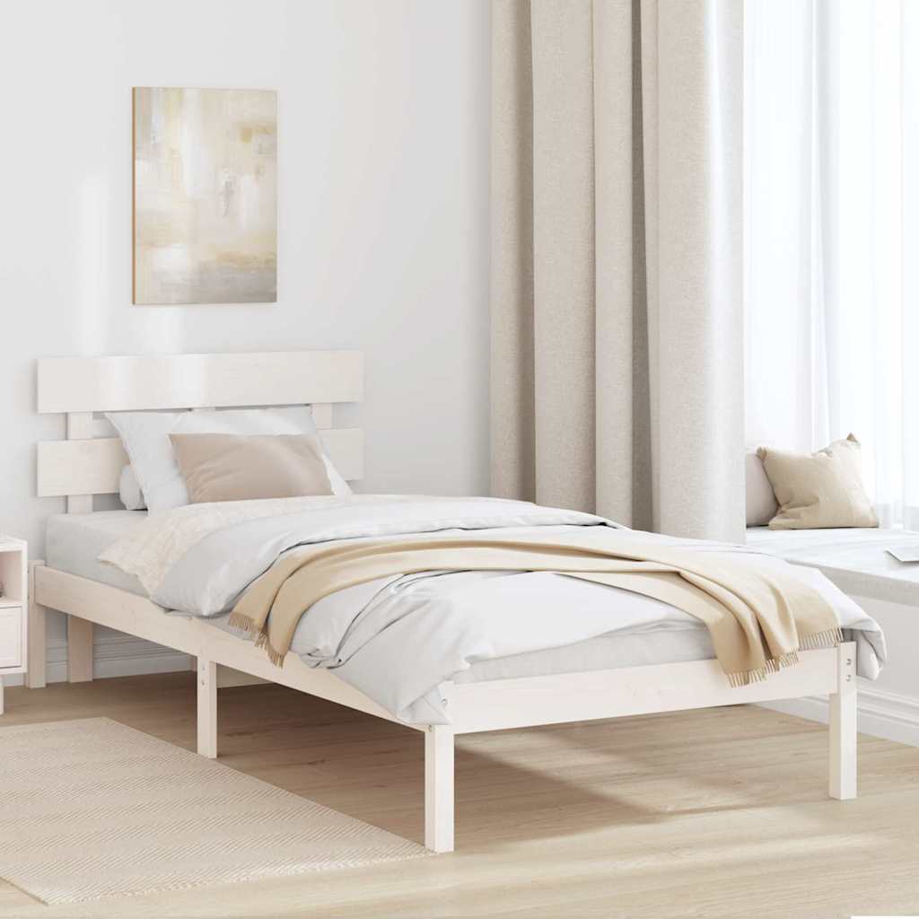 Sengestel med hovedgærde Hvid 100 x 200 cm Massivt fyrretræ