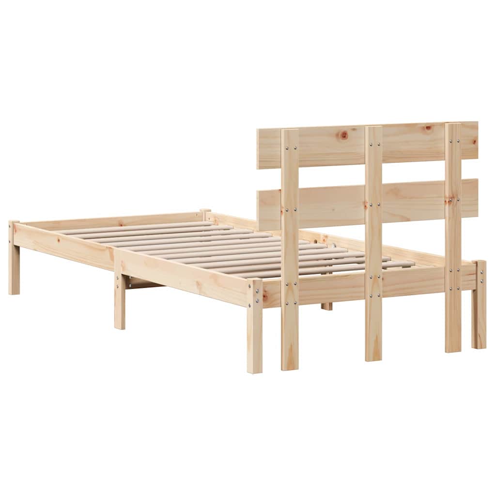 Sengestel med hovedgærde Brun 75 x 190 cm Massivt fyrretræ