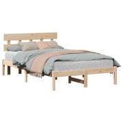 Sengestel med hovedgærde Brun 120 x 190 cm Massivt fyrretræ