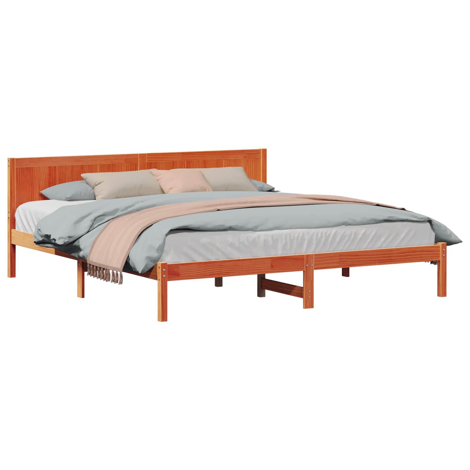 Sengestel Brun 180 x 200 cm Massivt fyrretræ