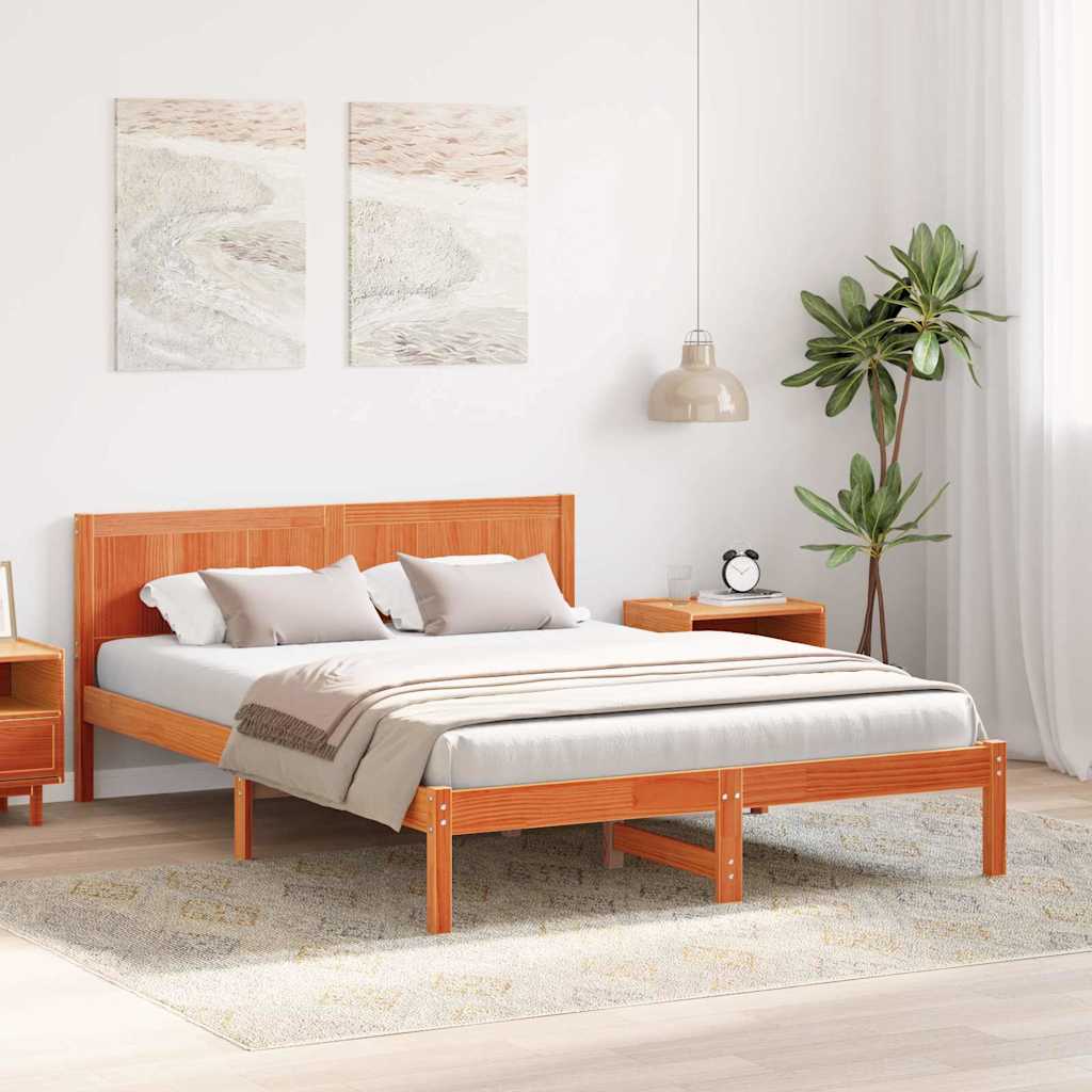 Sengestel Brun 160 x 200 cm Massivt fyrretræ