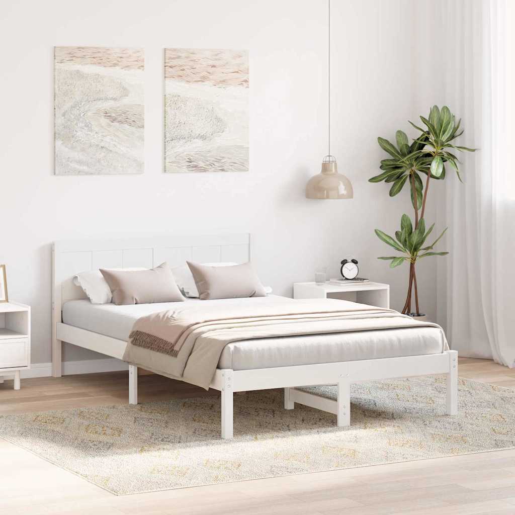 Sengestel Hvid 120 x 200 cm Massivt fyrretræ