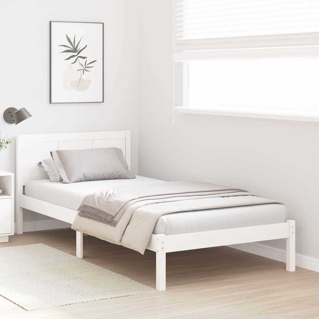 Sengestel Hvid 90 x 200 cm Massivt fyrretræ