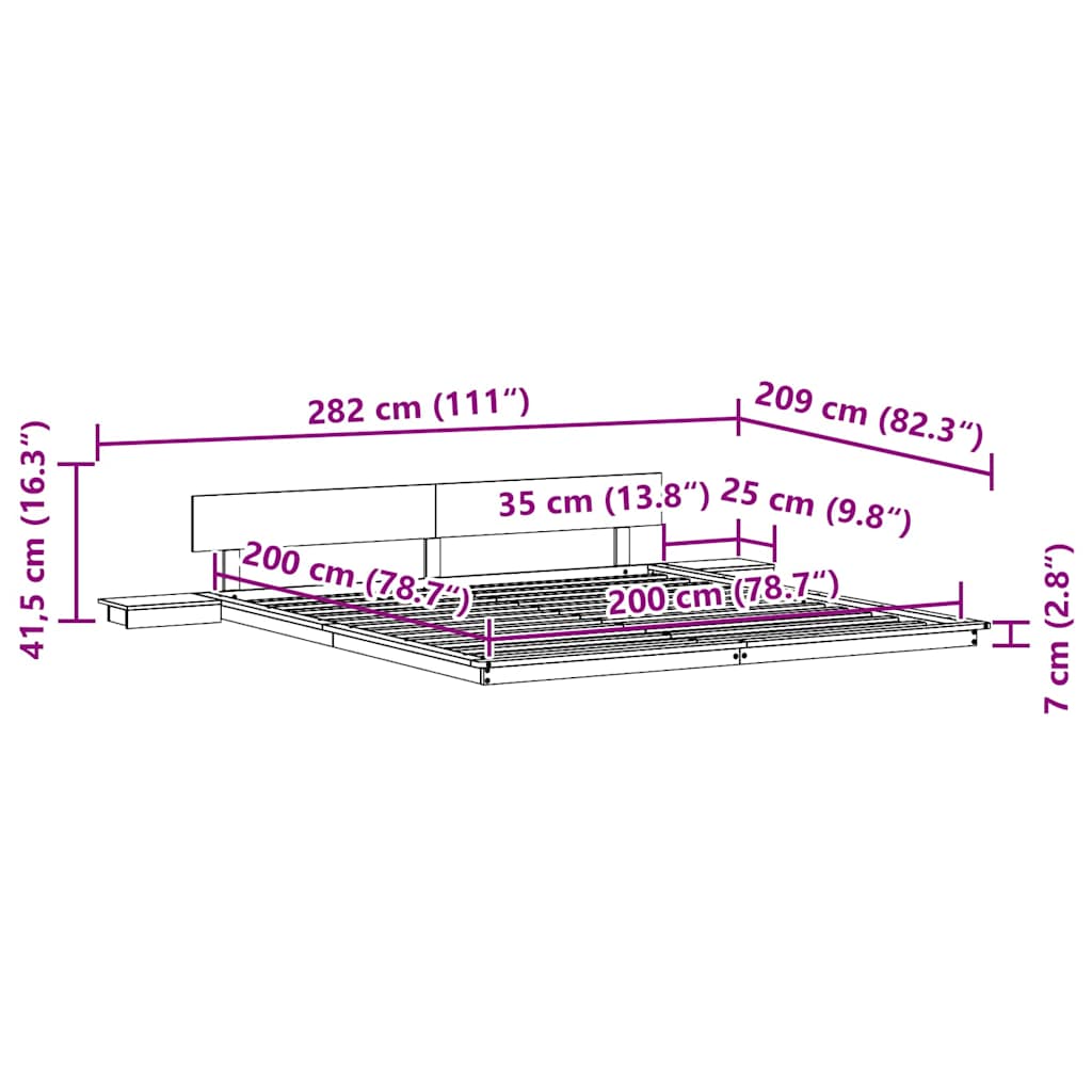 Sengestel Brun 200 x 200 cm træ