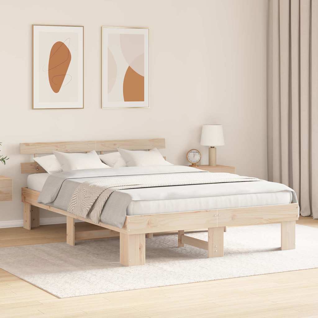 Sengestel Naturfarvet 150 x 200 cm Massiv fyrretræ