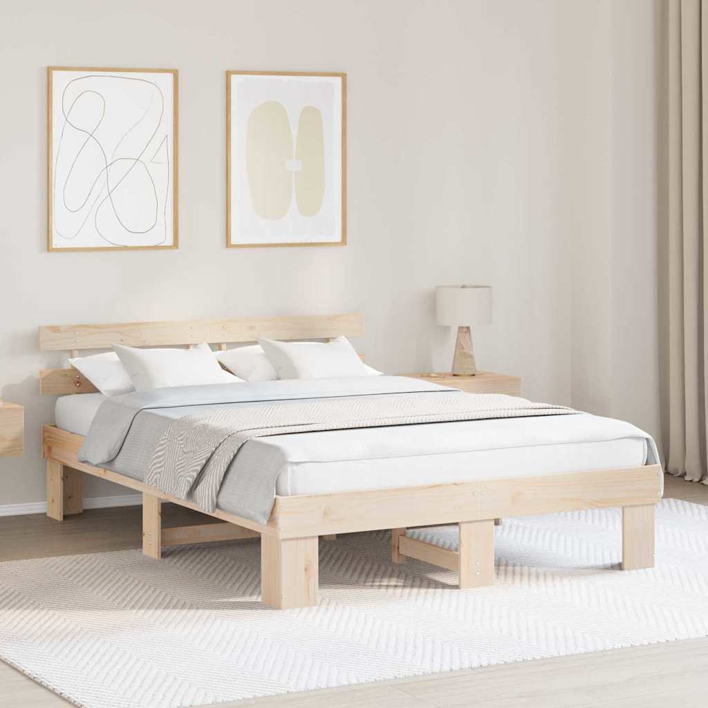 Sengestel Naturfarvet 140 x 200 cm Massiv fyrretræ
