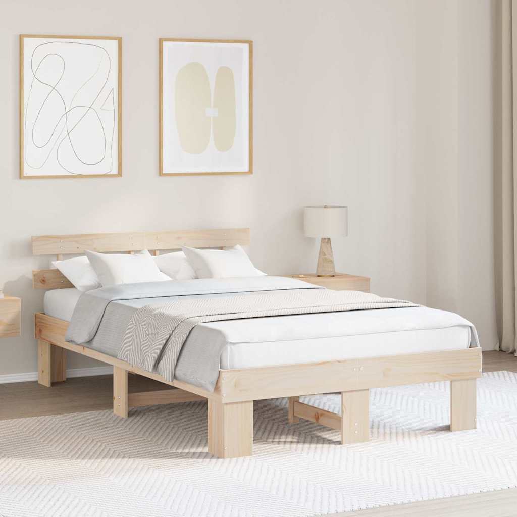 Sengestel Naturfarvet 135 x 190 cm Massiv fyrretræ