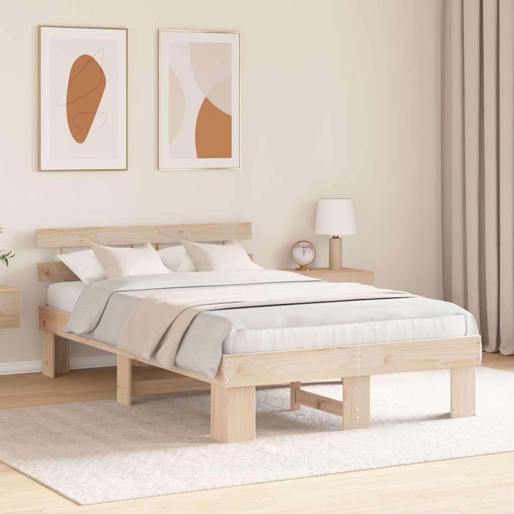 Sengestel Naturfarvet 135 x 190 cm Massiv fyrretræ