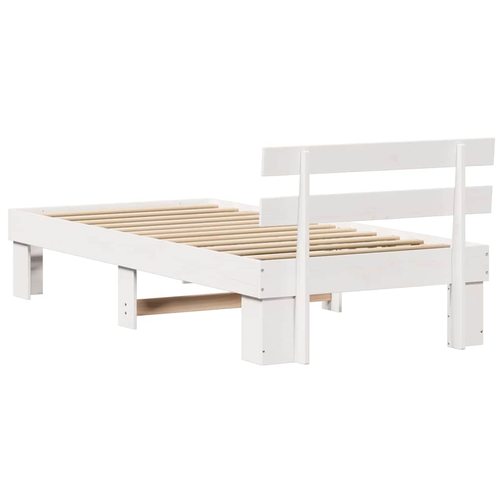 Sengestel med hovedgærde Hvid 80 x 200 cm Massiv fyrretræ