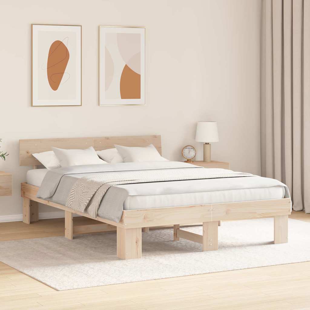Sengestel Naturfarvet 150 x 200 cm Massiv fyrretræ