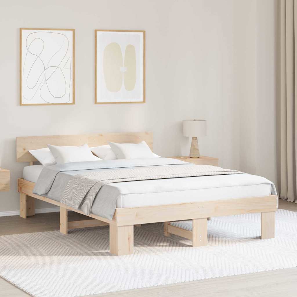Sengestel Naturfarvet 140 x 200 cm Massiv fyrretræ