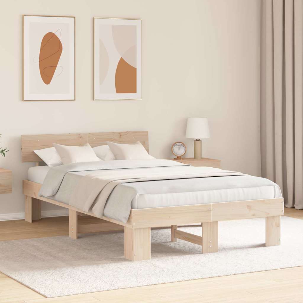 Sengestel Naturfarvet 140 x 190 cm Massiv fyrretræ