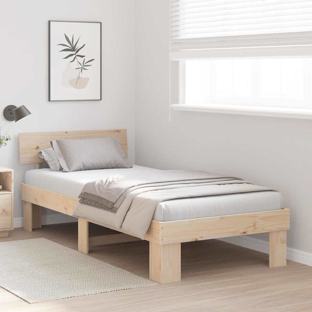 Sengestel Naturfarvet 90 x 200 cm Massiv fyrretræ