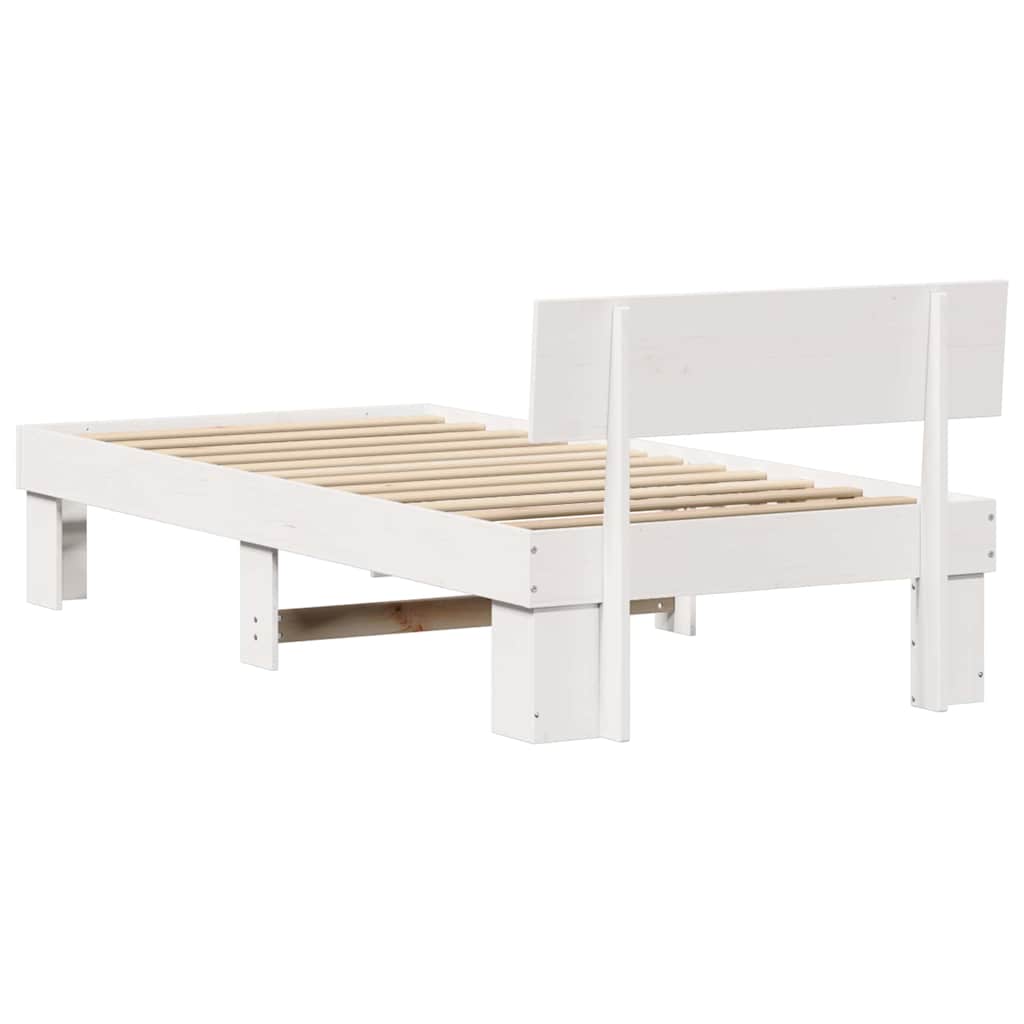 Sengestel med hovedgærde Hvid 75 x 190 cm Massiv fyrretræ