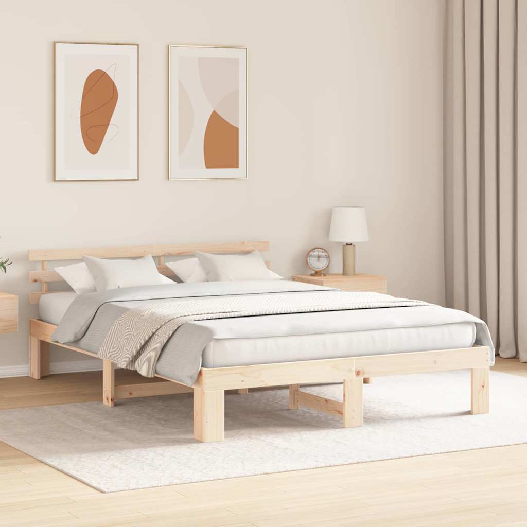 Sengestel Naturfarvet 150 x 200 cm Massiv fyrretræ