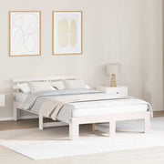 Sengestel med hovedgærde Hvid 120 x 190 cm Massiv fyrretræ