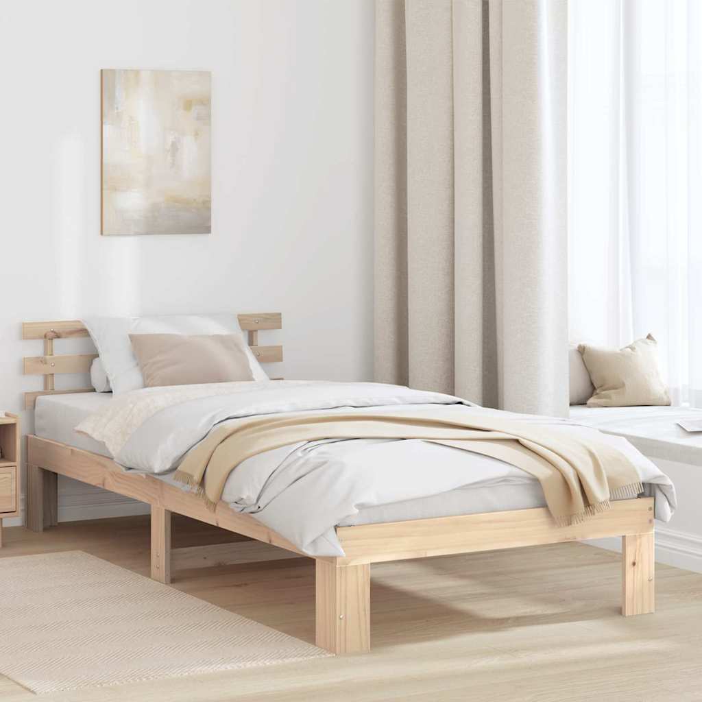 Sengestel Naturfarvet 75 x 190 cm Massiv fyrretræ